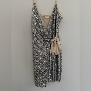 Altar'd State Silver Sequin One Shoulder Dress